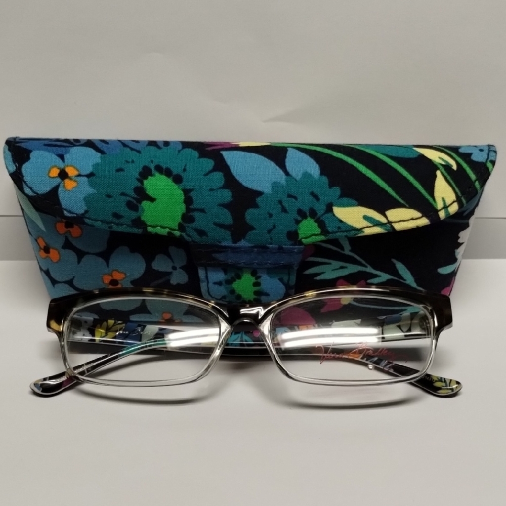 Vera Bradley Blue Floral Glasses and Case